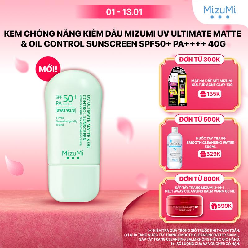 MỚI Kem chống nắng hỗ trợ kiềm dầu MizuMi UV Ultimate Matte & Oil Control Sunscreen 40g