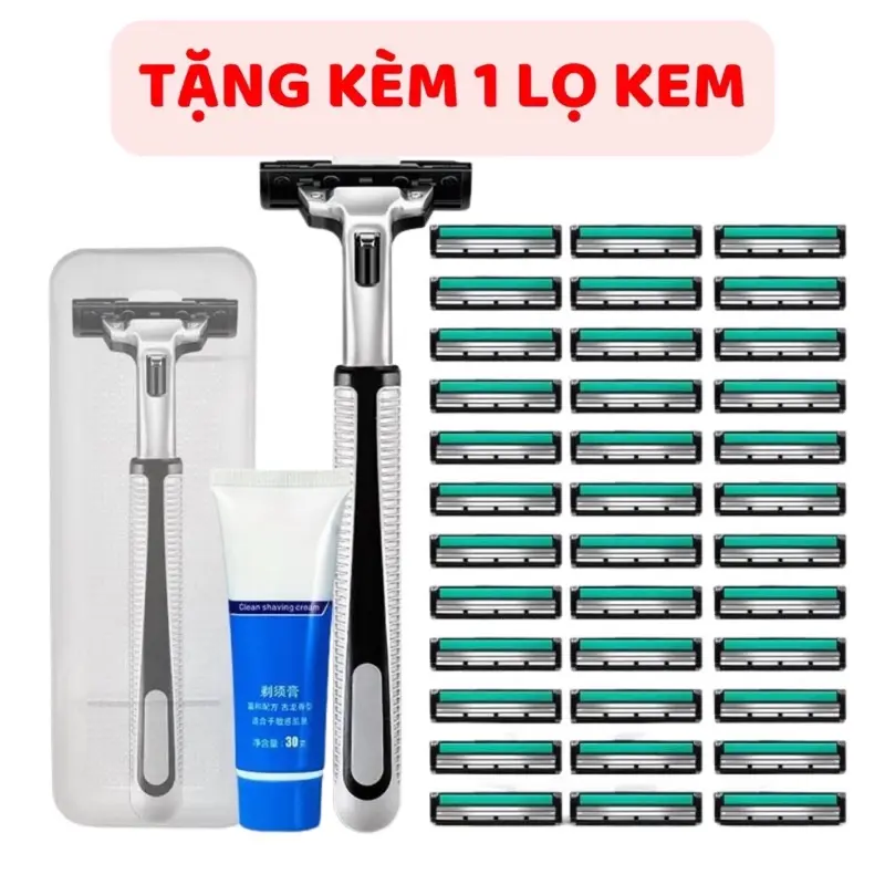 ￼Set dao cạo râu và 36 lưỡi dao kép chính hiệu,giúp bạn cạo không đau, sảng khoái ( tặng 1 tuýp kem cạo râu )