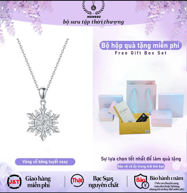 Dây chuyền bông tuyết xoay - Nữ - Thiết kế cao cấp sang trọng nhẹ nhàng - Thời trang và đa năng - Tặng bạn gái Dây chuyền xương đòn - Quà tặng