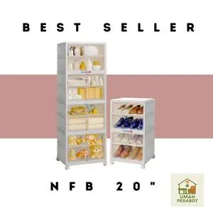 Lemari Sepatu Lipat/Rak Sepatu Plastik/Lemari Tas/Rak Komestik/Lemari Buku/Rak Buku/Lemari Baju/NFB 20" Rumah Perabot Serang