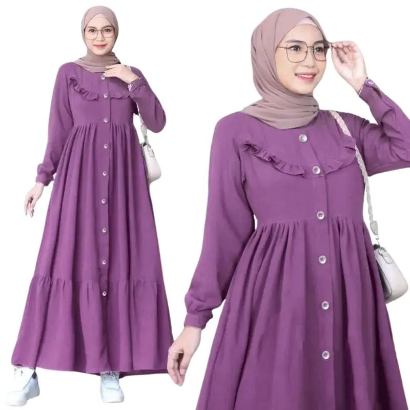Gamis Archia Crinkle AirFlow Premium Dress Wanita terbaru lebaran 2025 Kancing Muslim gamis  remaja Panjang Wudhu Dewasa Lembut 7