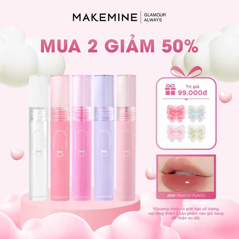 [MUA 2 GIẢM 50%] Son kem MAKEMINE son vòm Make You Mine Juicy Dew Tint trong suốt căng mọng ẩm mịn bền màu lâu trôi Make Mine son tint bóng MAKE08 Nữ Cosmetic
