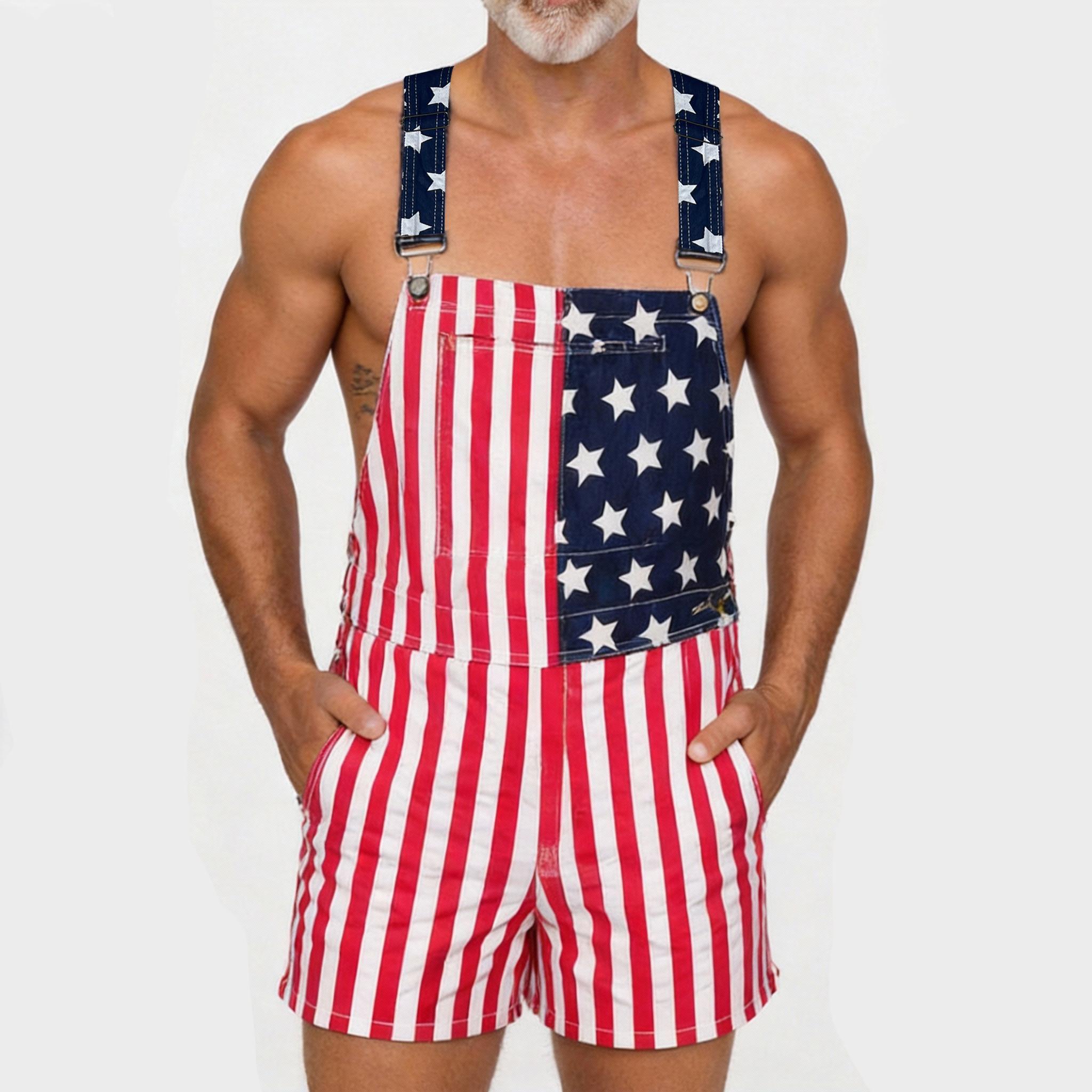 American flag overalls front view