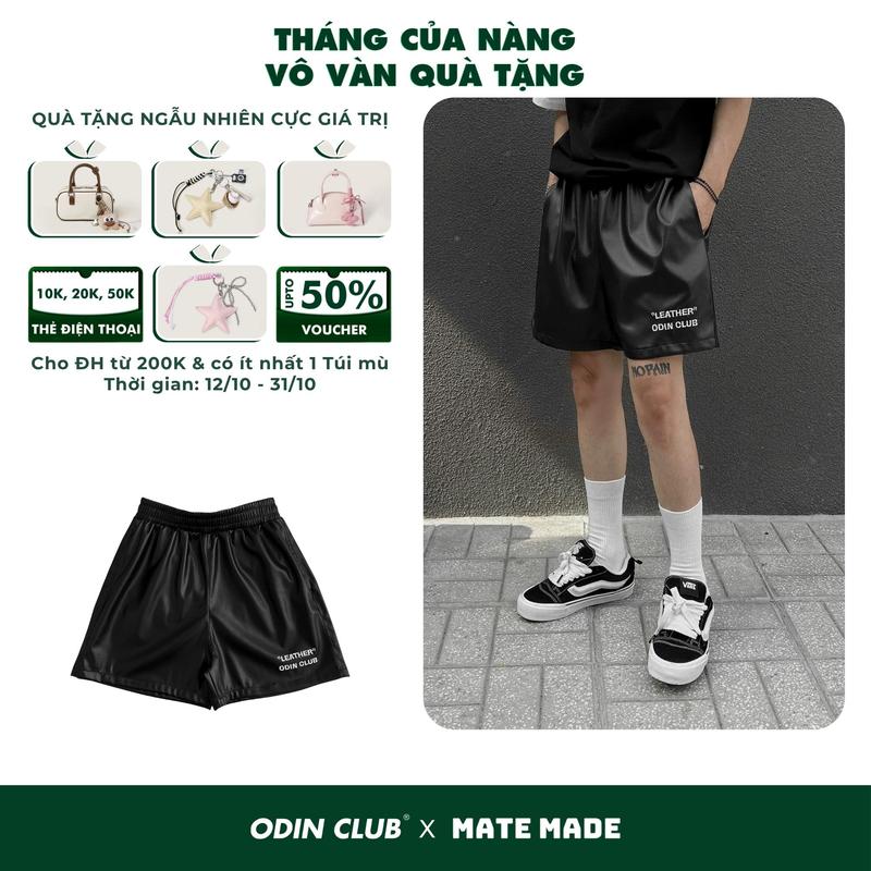Quần Short Da Leather ODIN CLUB, Quần đùi form trên gối chất liệu da PU có thể giặt máy