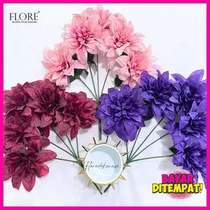 Bunga Krisan Crisant Premium Murah Jumbo Cabang 5 Diamater 14 cm Bunga Garbera Artificial Bunga Hias Plastik Import Dekorasi Pelaminan