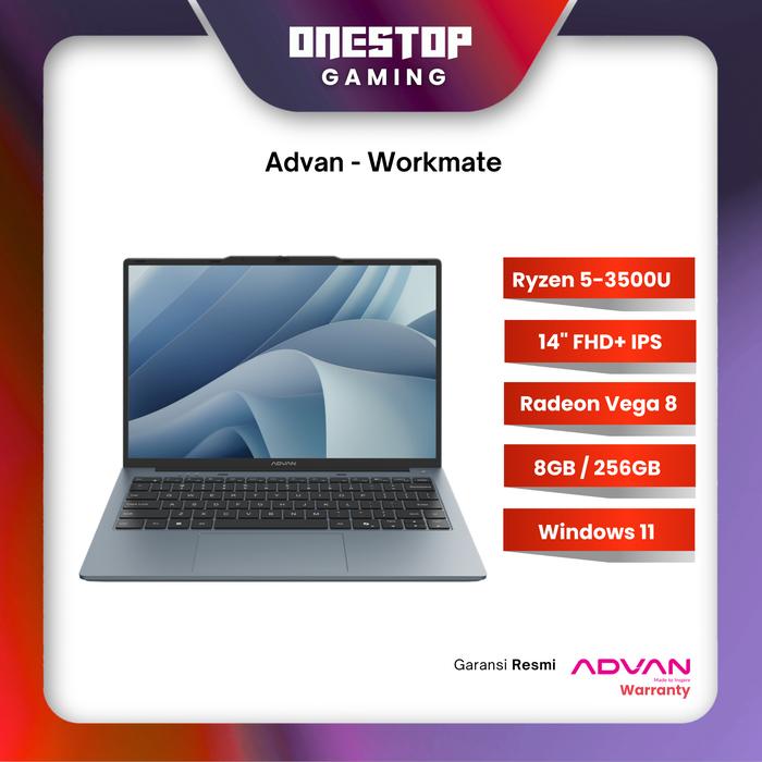 Promo [ RESMI ] Advan Workmate Ryzen 5 3500U RAM 8GB 256GB SSD 14