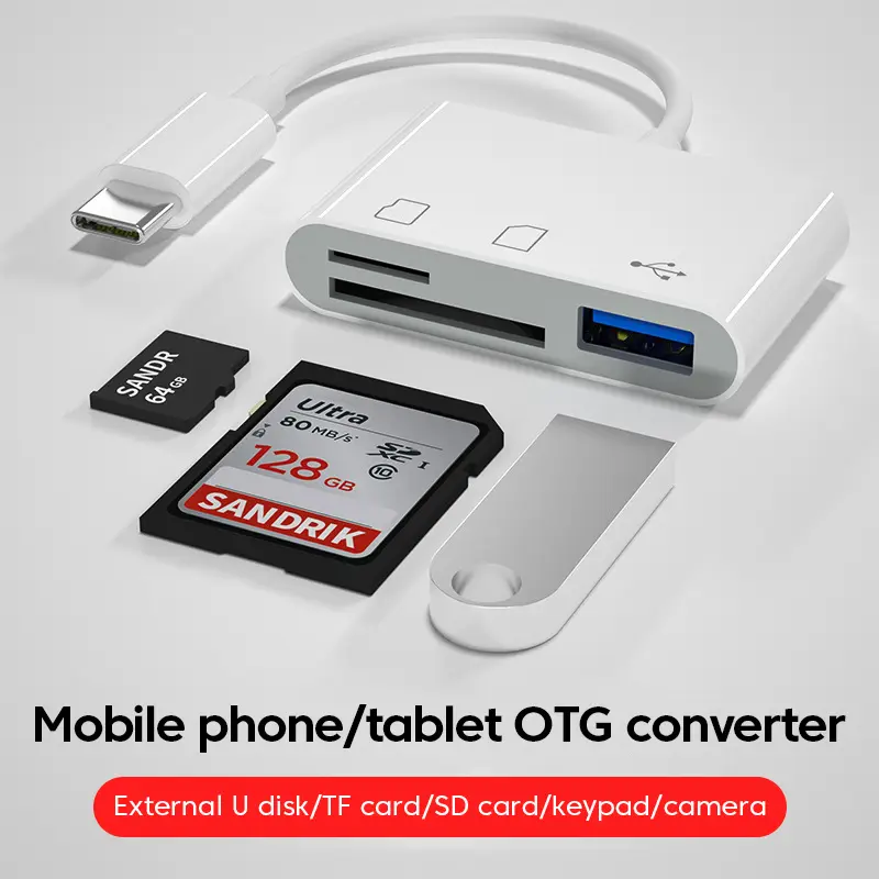 Bộ Chuyển Đổi loại C, Đầu đọc thẻ nhớ TF CF SD, Bộ Chuyển Đổi thẻ USB C, Máy viết OTG, Đầu đọc thẻ nhớ Nhớ Nhỏ gọn Flash USB-C, Tương thích với Macbook, Huawei, Samsung, IPad Pro, Máy đọc thẻ USB Type C 0