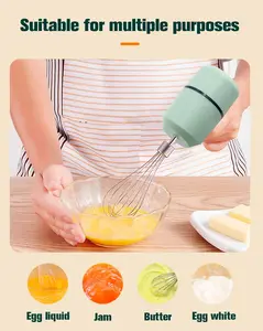 Mixer elektrik 3 speed yang dapat disesuaikan, mixer tangan tanpa kabel, pengocok adonan kue elektrik, alat dapur multifungsi