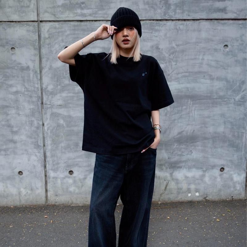 ROSS STUDIO - Áo Thun Basic Đen Cotton 280gsm Logo Kim Loại - R IC BLACK 4