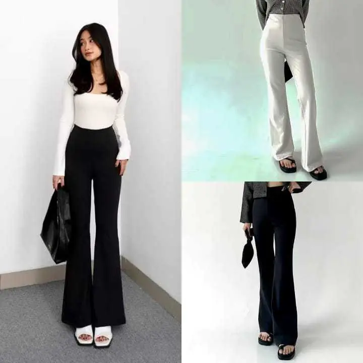 UMY Flare Pants - Highwaist Flare Pants - Highwaist Celana Cutbray Scuba 0