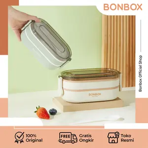【New Product】BONBOX BTE41208 Kotak Makan Kotak Bekal Premium 2 Lapis Elegance Series 1000ml Lunchbox Kitchenware