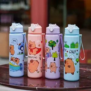 GROSIR Botol Minum Anak Sekolah Karakter Capybara Kapasitas 900 ML BPA FREE Motif Kartun Lucu Free Tali & Sedotan Bottles Kitchenware Water