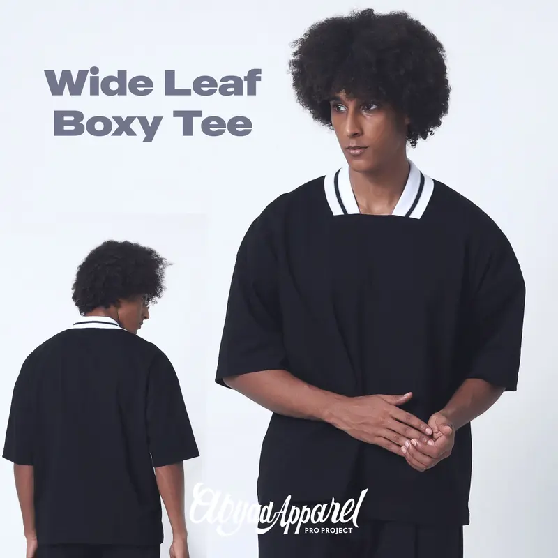 Oversized Wide Leaf Collar Crop Boxy Tee - Kaos Polos Oversize Kerah Daun Lebar
