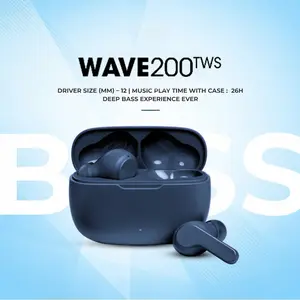 Wave 200 TWS Water Low Latency Earbuds Deep Bass Sound Bluetooth 5.2 Water & Dust Resistant With Microphone  Dust Resistant In-Ear Headset Bluetooth With Microphone Earphone Gaming Wireless Deep Bass Sound Earbuds