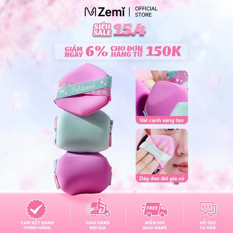 Bộ Mút Trang Điểm Zemi Tưởng Tượng Thiên Đường, May Mắn Hơn, 3 Miếng, Thiết Kế Hai Tông Màu Hai Mặt, Mềm Mại Và Dày Dặn, Ứng Dụng Liền Mạch, Không Thấm Nước, Sản Phẩm Trang Điểm