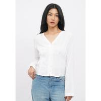 Gambar COLORBOX V-Neck Long Sleeve Textured Blouse I-BLWKCR126D021 OFF WHITE - Off White, S dari Colorbox Indonesia Kota Bekasi 1 Tokopedia