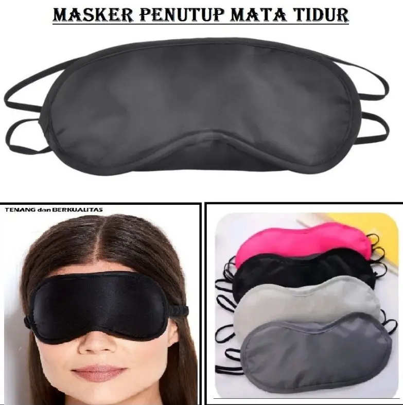Penutup Mata Tidur Hitam Polos Dewasa Sleeping Eye Cover Unisex | AIO