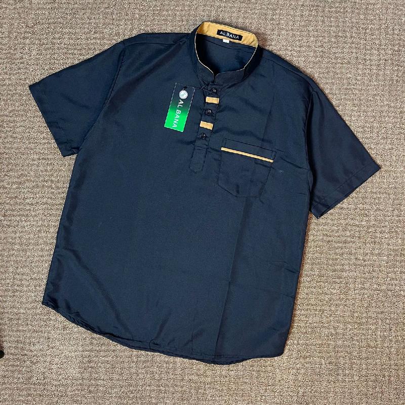 Koko anak laki laki lengan pendek motif dada polos usia 8-15 tahun koko kurta terlaris kekinian Muslim Baju Katun 3