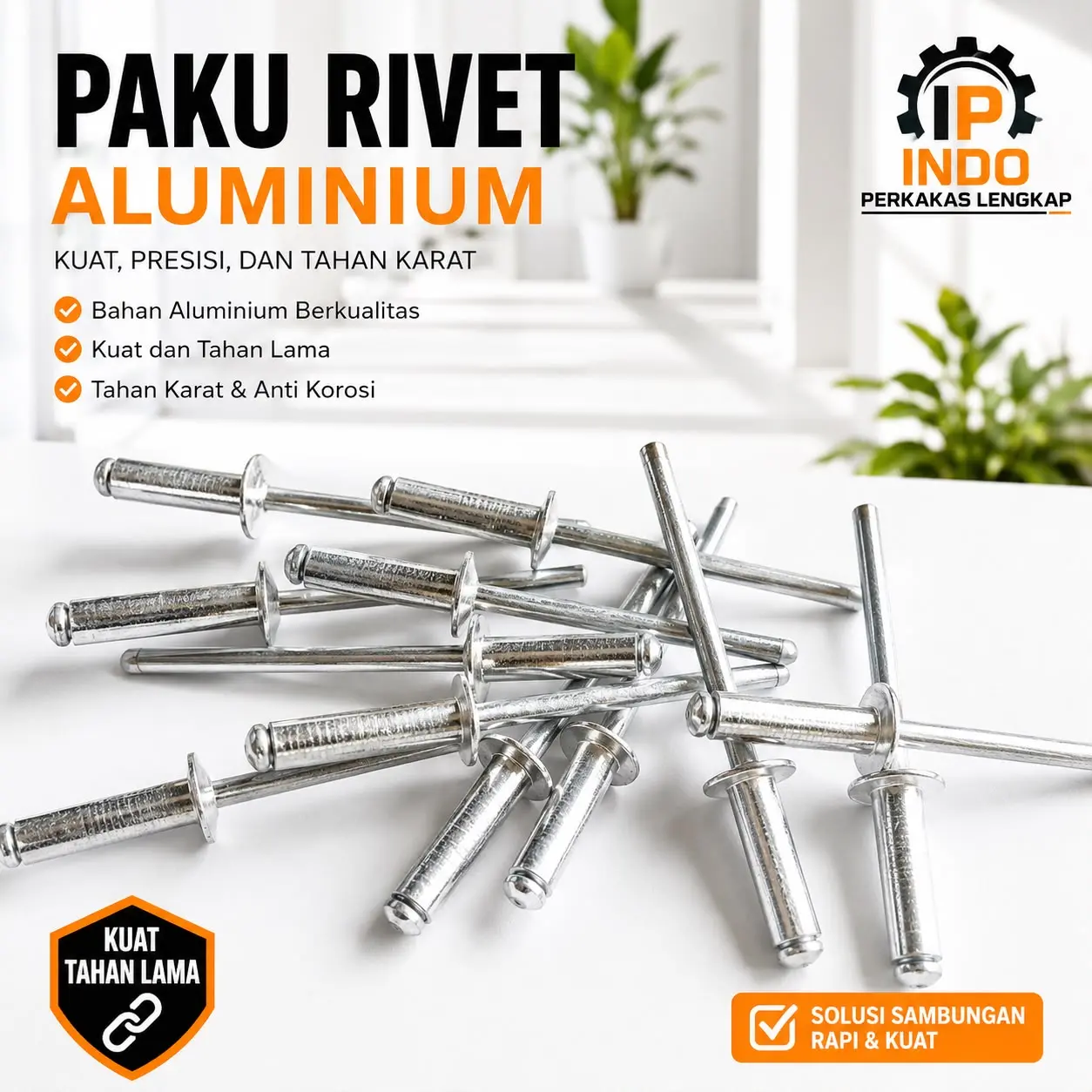 Paku Rivet Aluminium Premium – Kuat, Anti Karat & Presisi | Cocok untuk Plat Besi, Aluminium, Stainless & Berbagai Kebutuhan