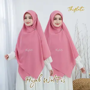 Thiflati Hijab Segi Empat 145x145 Hijab Syar'i Jumbo Bahan Wolfis Tebal dan Adem