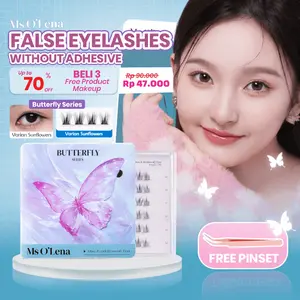 Ms O'Lena Bulu Mata Palsu Sunflower Butterfly Series TANPA LEM Fleksibel Free Pinset | Sparkling Natural Eyes | Panjang 10-12mm 48 Cluster