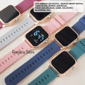 (BUKAN SMARTWATCH) Jam Tangan Wanita LED Digital Strap Karet Sillicone Kemewahan Santai Terbaru Kaca Love Rubber
