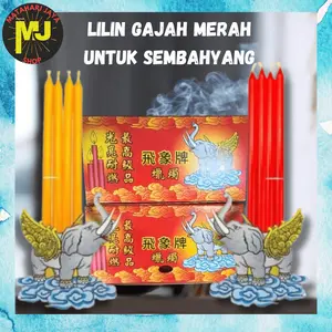 MJ Lilin Sembahyang Cap Gajah Terbang Thailand 1 Kotak / Candle Import isi 36 Batang Merah