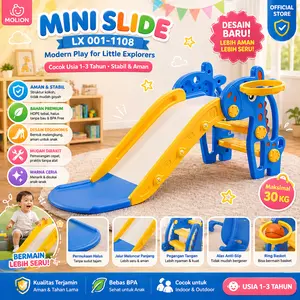 Molion Mainan Perosotan Anak Prosotan Seluncuran Anak M1108 Plastik HDPE Aman Tahan Lama Dilengkapi Pegangan Lebar Anti-Slip Ring Basket Samping