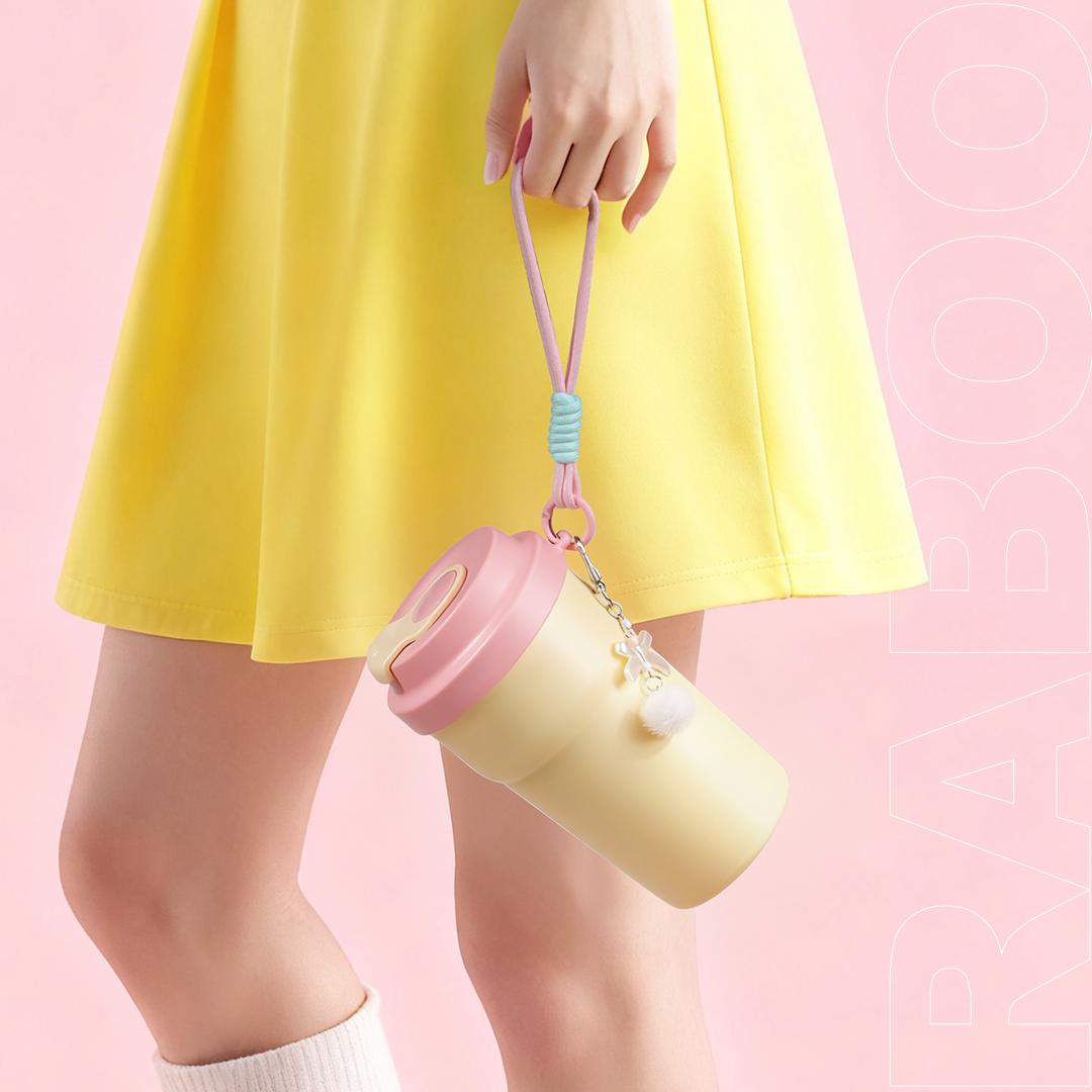 RABOO Tumbler Kopi Macaron 450ML , Satu-Klik untuk Buka, SUS 316 Stainless, Gelas Trendi dan Praktis dibawa - CHEESE RABOO Tumbler Kopi Macaron 450ML , Satu-Klik untuk Buka, SUS 316 Stainless, Gelas Trendi dan Praktis dibawa - CHEESE