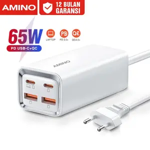 Promo Amino 4 Port Multi Desktop Kepala Pd 65W Usb C  Fast Charger Laptop
