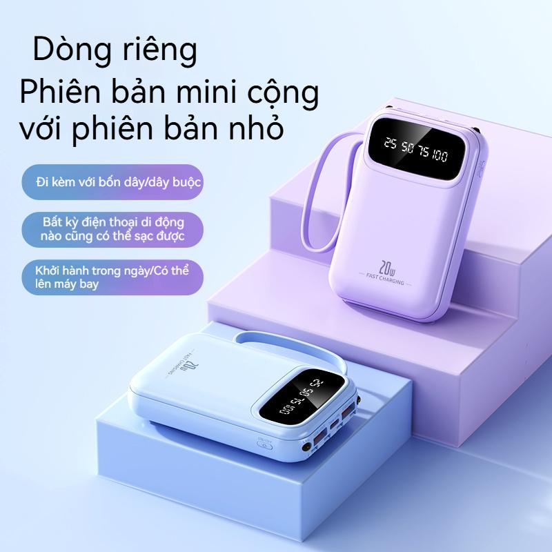  YUWEI Pin Dự Phòng Mini Sạc Nhanh  và PD 20W Đi Kèm 4 Dây Sạc Dung Lượng 20000mAh 