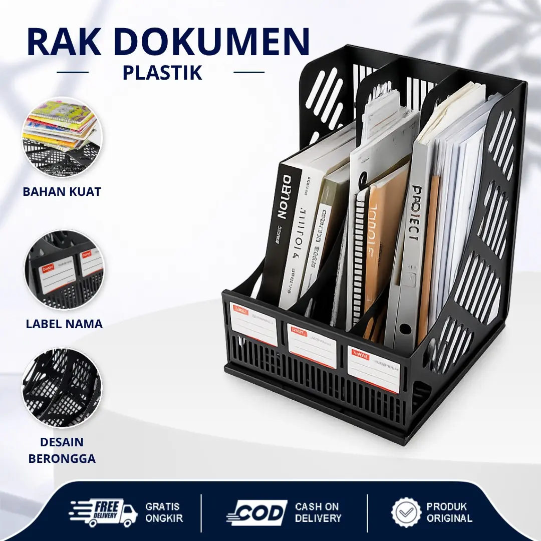 Rak Dokumen Plastik A4 Organizer File Meja Kantor Serbaguna, Kokoh Dan Ringan, Tempat Penyimpanan Berkas WJJ-0505