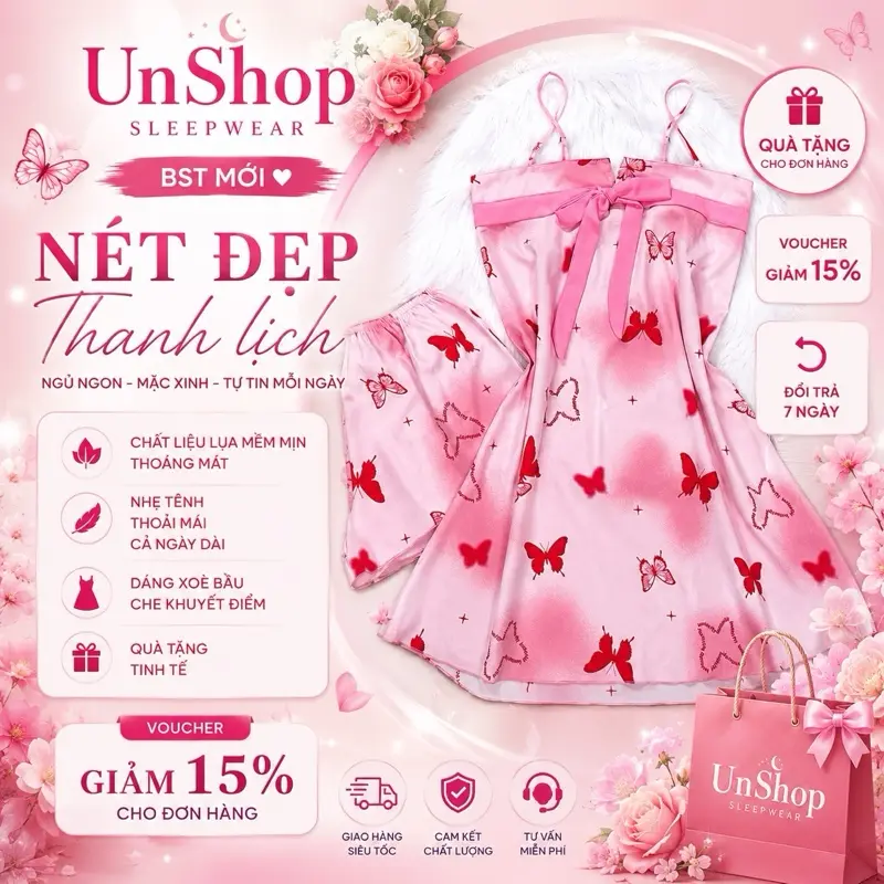 Váy Ngủ Luạ 2 Dây, Phối Nơ Dễ Thương, Freesize 40kg-75kg. Đầm Ngủ Nữ Nhung Voi Sen Nâu