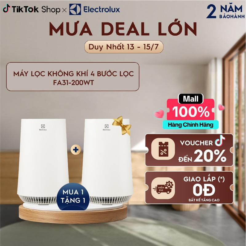 [Mua 1 Tặng 1] Máy lọc không khí Electrolux 4 bước UltimateHome 300 cho phòng 26m² - FA31-200WT Làm Sạch