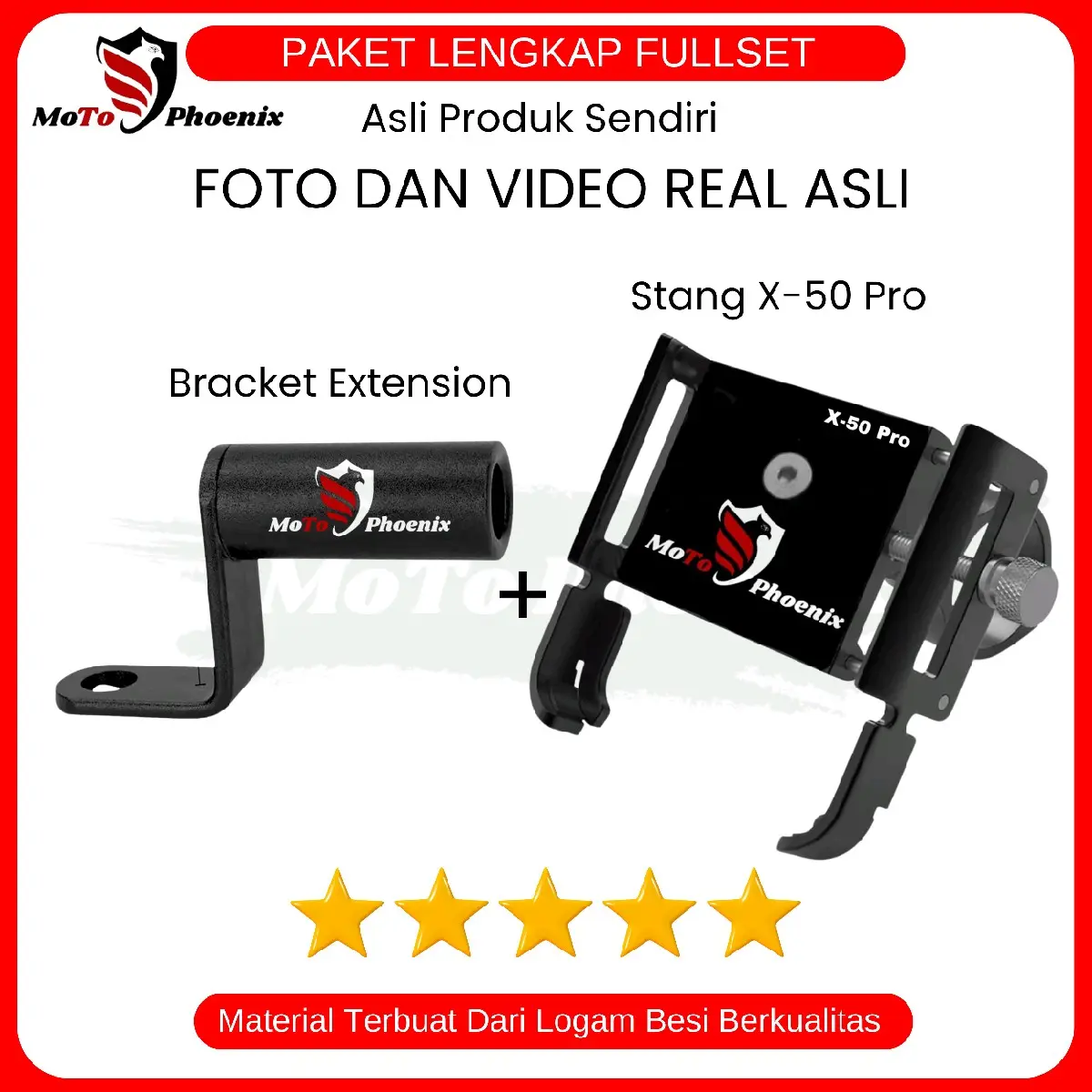 Holder Motor Stang X-50 Pro MoTo Phoenix Full Logam Besi - Metal