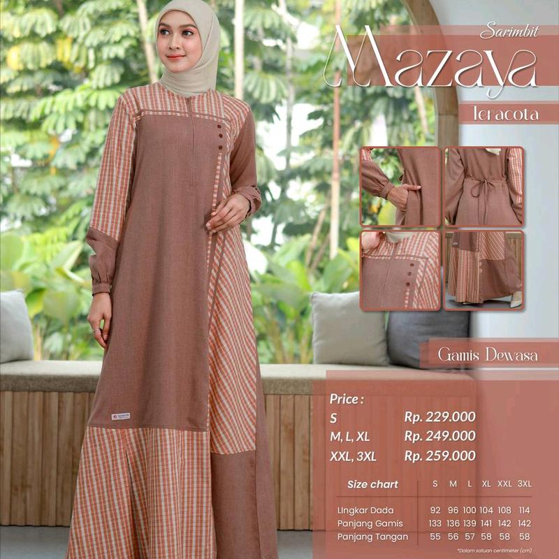 Sarimbit Mazaya Teracota Sarimbit Terbaru 2025 by Rauna Pride   Baju Couple Keluarga Lebaran Muslim 3