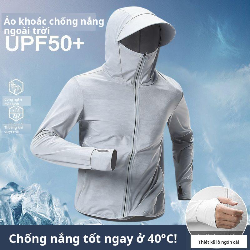 UPF50 + quần áo chống nắng vải lạnh chất lượng cao, mũ rộng với mặt nạ, sấy khô nhanh, phù hợp cho cả nam và nữ. ống kính màu vàng đen hoa mai áo bơi dài tay