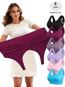 Conjunto de brasier sin varillas y sin costuras para mujer de talla grande, diseño de espalda calada, sin relleno, top corto casual, para todas las estaciones, 1XL-5XL