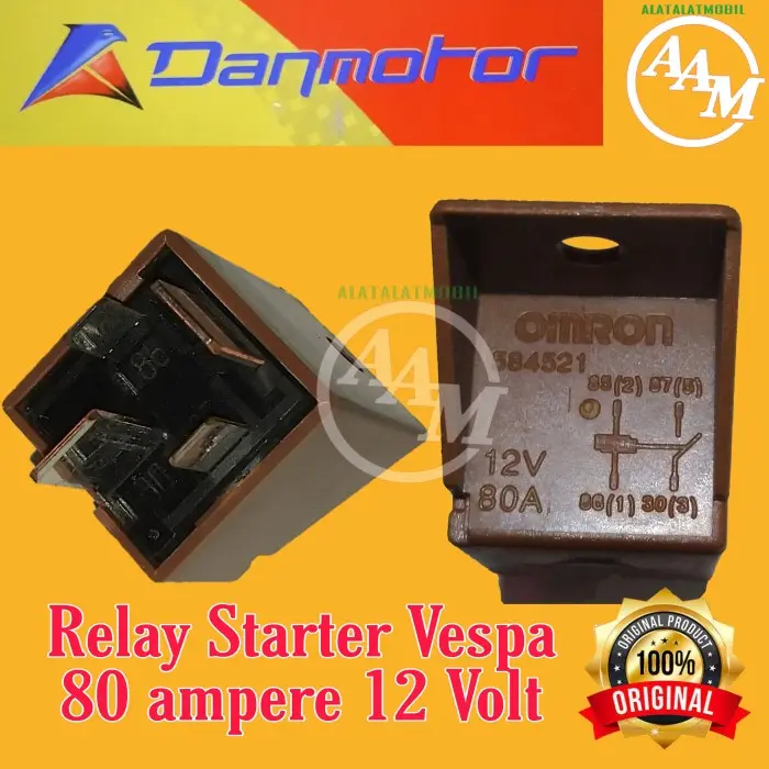 Miliki Relay Starter Vespa Lx, Vespa S, Primavera, Sprint, Vespa Gts Uk 80Amp Cod