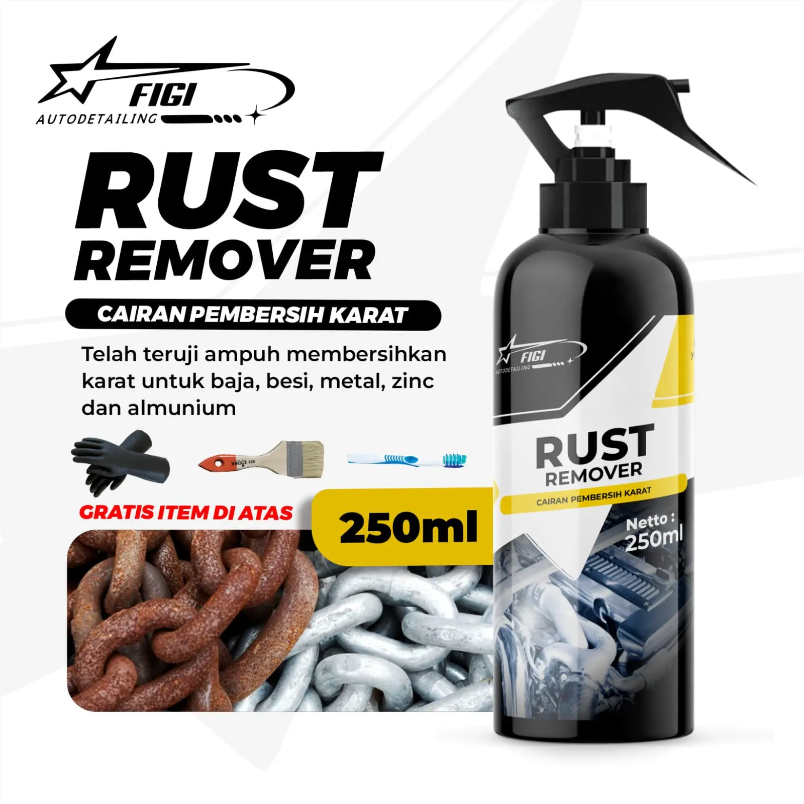 Rust Remover penghilang & pembersih karat paling ampuh 100% Car Kendaraan