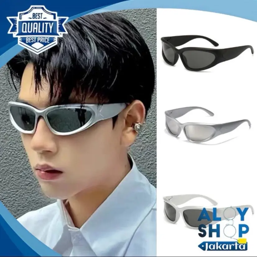 ￼PL-H019 Kacamata Steampunk Hitam Bersepeda Cyberpunk Hip Hop Punk Gaya Retro Eropa Olahraga Wanita Dan Pria