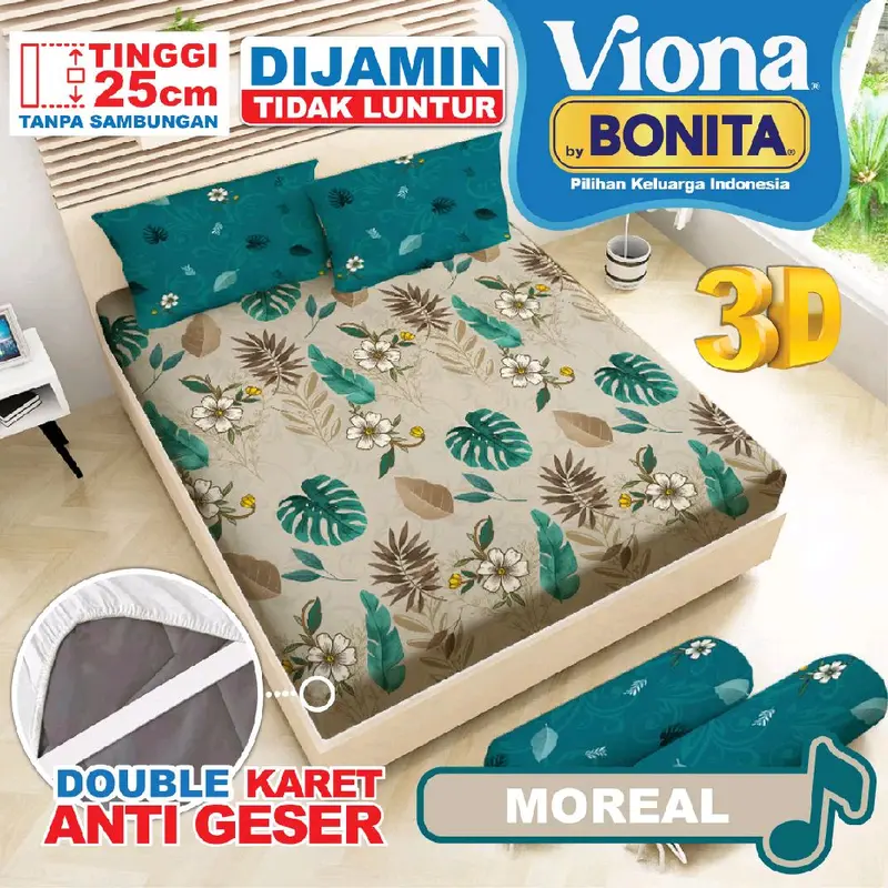 (TERMURAH BANTAL 2) VIONA by Bonita - Sprei BONITA King SIZE NO.1 (180x200) Tinggi 25 Ada Anti Slip 100% ORIGINAL [TERMURAH] SPREI BONITA BY VIONA | SPREI ASLI BONITA | SPREI VIONA | SPREI HALUS | SPREI NYAMAN | SPREI ORIGINAL BONITA 1
