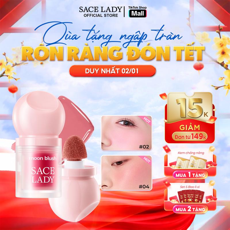 Mua 1 Tặng 1 Phấn má hồng dạng lỏng SACE LADY dưỡng ẩm mịn màng chống nước 3.8g