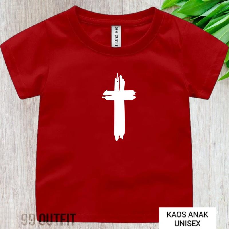 kaos distro anak unisex salib yesus/kaos rohani anak tangan pendek bisa cod 8
