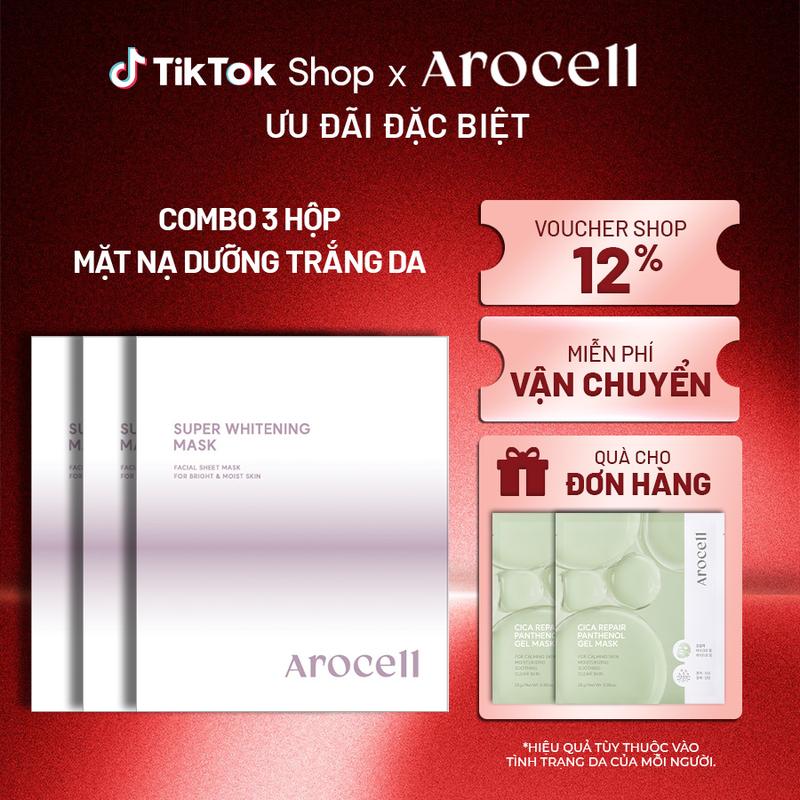   AROCELL  Combo 3 Hộp Mặt Nạ Giấy Trắng Da Super Whitening Mask Arocell  15 miếng  Cosmetic Làm Đẹp Da Đắp Mặt Skincare 
