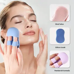 Sikat Cuci Wajah Jari MiniSikat Pembersih Makeup Pijat Silikon Lembut Pembersih Wajah Pembersih Wajah Pembersih Pori-pori Sikat Komedo