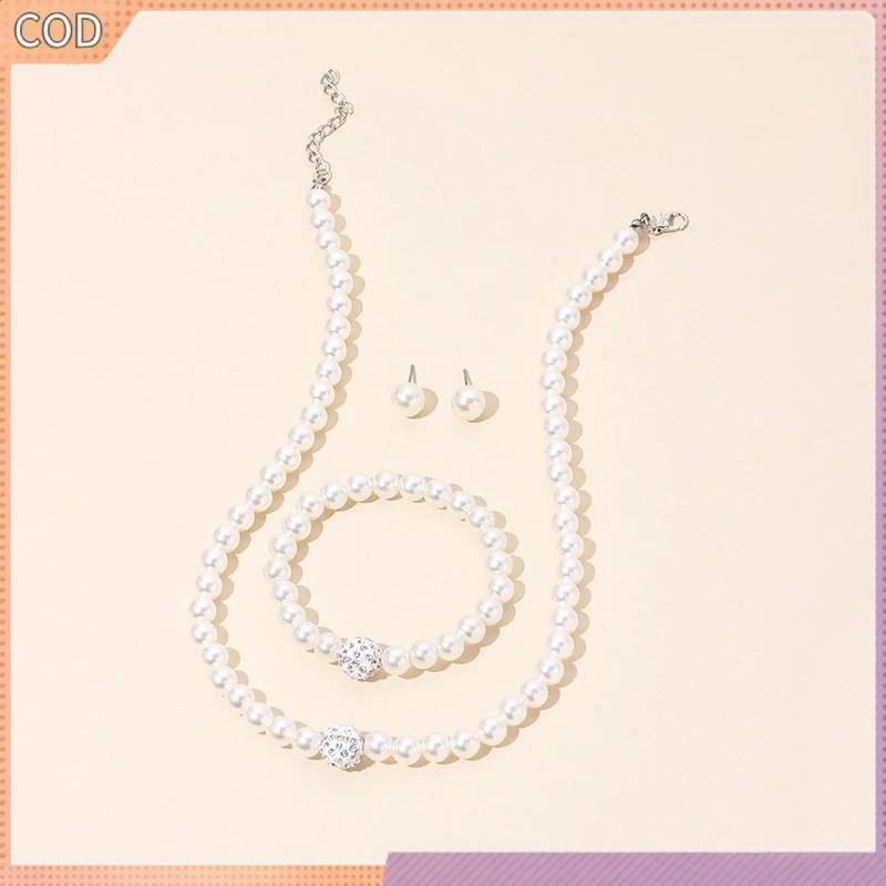 ⚡ 𝗙𝗿𝗲𝗲 𝗦𝗵𝗶𝗽 Set Dây Chuyền Kèm Bông Tai Ngọc Trai Quý Phái Sang Chảnh - Bộ Trang Sức Cao Cấp