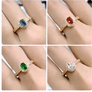 Cincin Titanium Wanita Dewasa Motif Oval Permata Elegan untuk Tampilan Mewah dan Stylish Rings