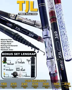 Set Lengkap Joran Siap Pakai Tegek Orca TJL & Emran TJL Kolong Bahan Fiber Material Fiber Ruas Tertutup 40cm Ringan Kuat Kolong Full Kramik Rapi Resin Kuat Reelseat Jinbo