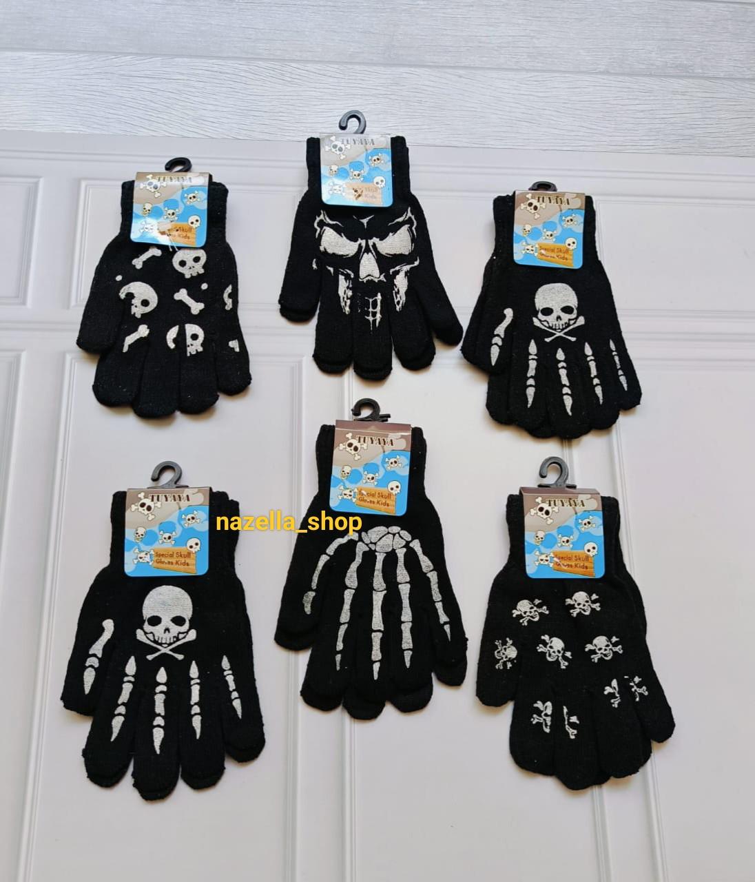 sarung tangan anak cowok motif tengkorak 4-9 tahun